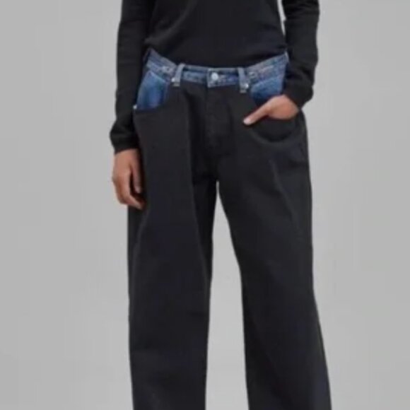 The Frankie Shop Hayla Contrast Denim Pants - Picture 3 of 9